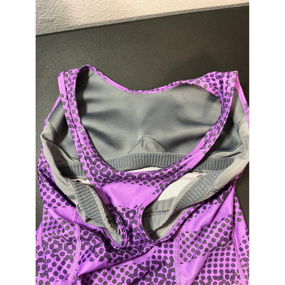 Nike Womens Dri-FIT Purple Leopard Polka Dot Racerback Tank Top Built-in Bra M - Picture 6 of 7